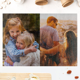 Glass Cutting Board Your 2 Photos Edge Print