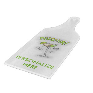 GLASS CUTTING BOARDS, DAIQUIRI RECIPE COCKTAIL ART BOARD