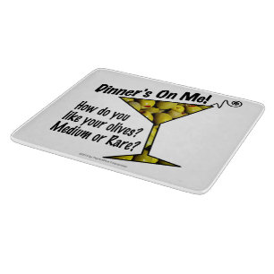 GLASS CUTTING BOARDS, MEDIUM or RARE MARTINI OLIVE Board