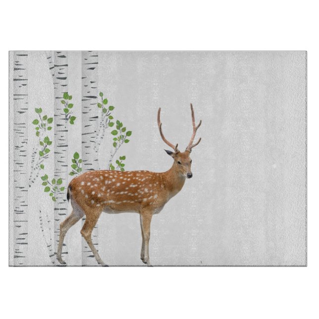 Glass Cutting  Deer Doe Woodland Buck Board (Front)