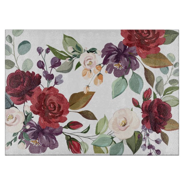 Glass Cutting White Roses Gold Geometric Flo Board (Front)