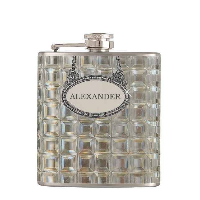 Glass Decanter Image Personalised Hip Flask (Front)