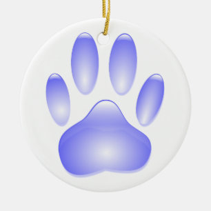 Glass Dog Paw Print Ceramic Ornament