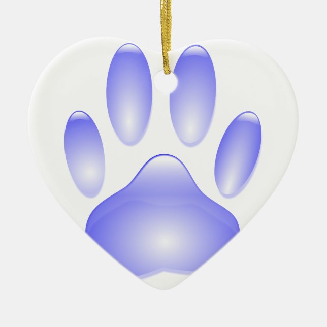 Glass Dog Paw Print Ceramic Ornament (Front)