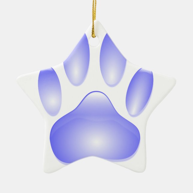 Glass Dog Paw Print Ceramic Tree Decoration (Front)