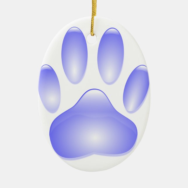 Glass Dog Paw Print Ceramic Tree Decoration (Front)