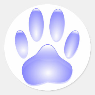 Glass Dog Paw Print Classic Round Sticker