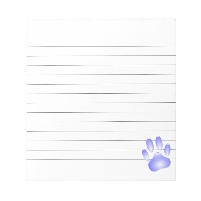 Glass Dog Paw Print Custom Lined Notepad (Front)