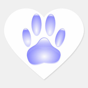 Glass Dog Paw Print Heart Sticker