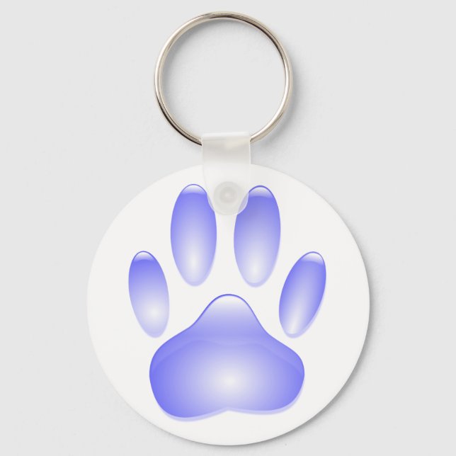 Glass Dog Paw Print Key Ring (Front)