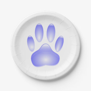 Glass Dog Paw Print Paper Plate