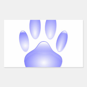 Glass Dog Paw Print Rectangular Sticker