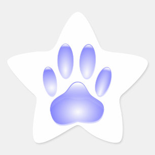Glass Dog Paw Print Star Sticker