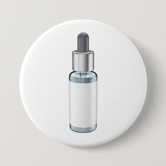 Glass dropper bottle with pipette 7.5 cm round badge (Front)