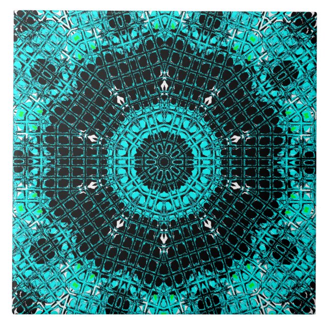 Glass Effect Mosaic Aquamarine Ceramic Tile (Front)