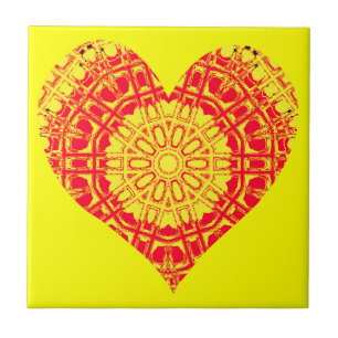 Glass Effect Mosaic Orange/Yellow (Heart) Tile