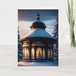 Glass Enclosed Holiday Winter Gazebo Card