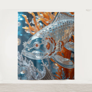 Glass Fish Clear Koi Fish  Rug - Tapestry