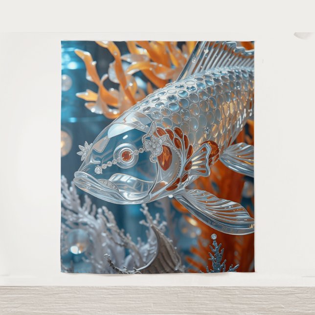 Glass Fish|Clear Koi Fish| Rug - Tapestry (Front)