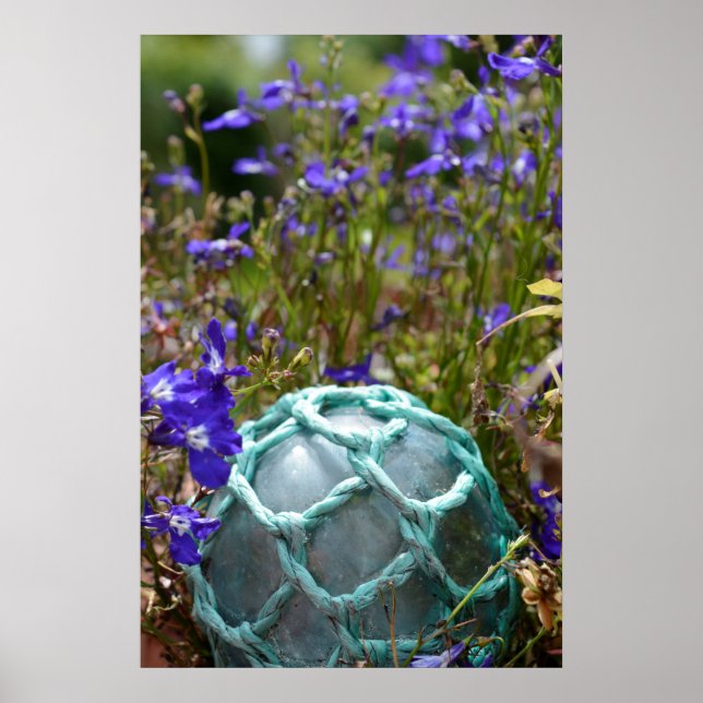 Glass Fishing Float And Flowers Poster (Front)