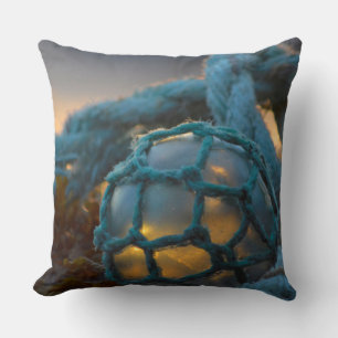 Glass fishing float, Sunset, Alaska Cushion