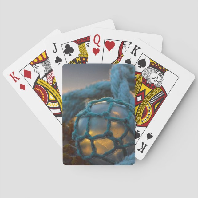 Glass fishing float, Sunset, Alaska Playing Cards (Back)