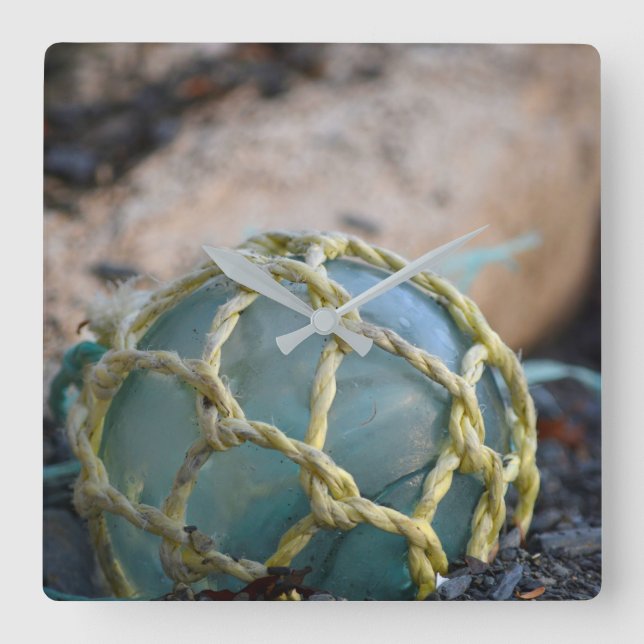 Glass Fishing Float, Vertical Square Wall Clock (Front)