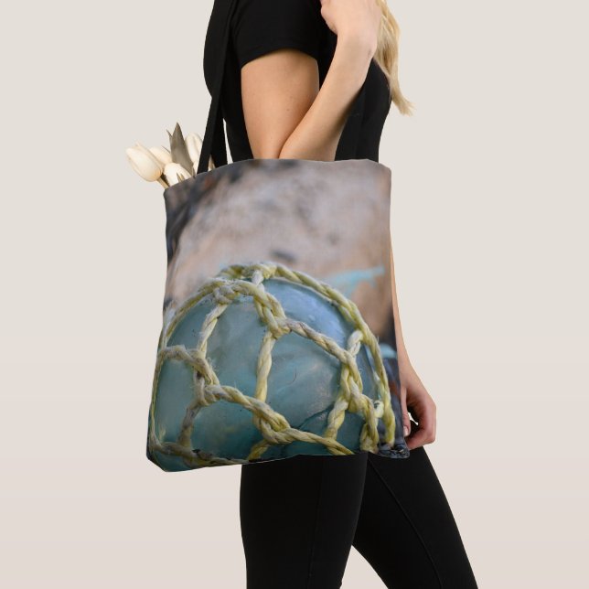 Glass Fishing Float, Vertical Tote Bag (Close Up)