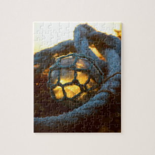 Glass float glows at sunset, Alaska Jigsaw Puzzle