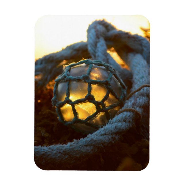 Glass float glows at sunset, Alaska Magnet (Vertical)