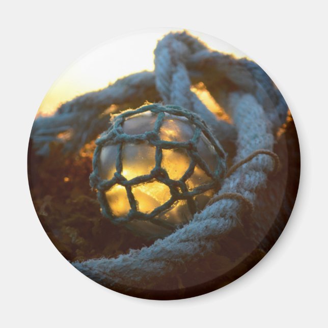 Glass float glows at sunset, Alaska Magnet (Front)
