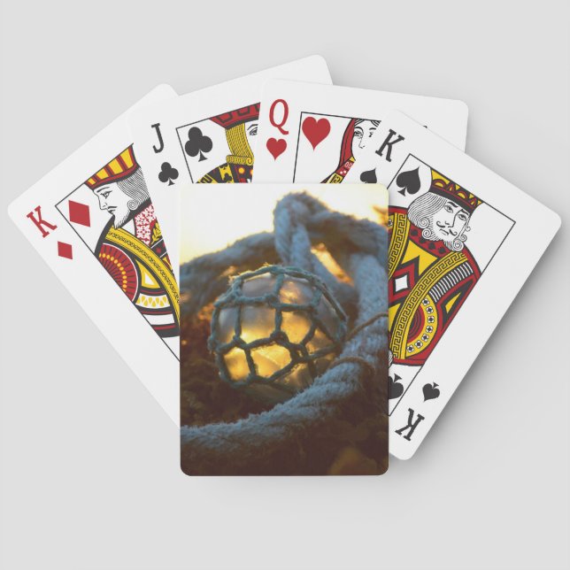 Glass float glows at sunset, Alaska Playing Cards (Back)