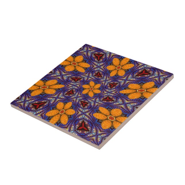 Glass Flower Pattern Ceramic Tile (Side)