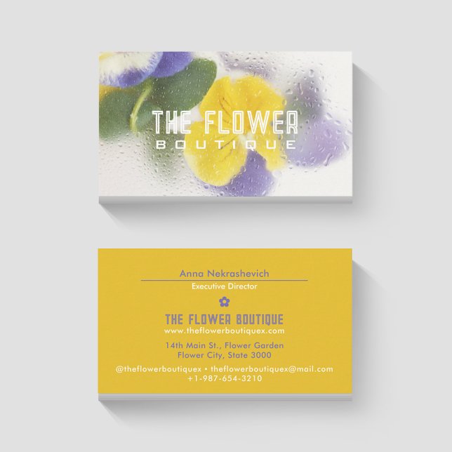 Glass Flowers Florist Yellow Business Card (Creator Uploaded)