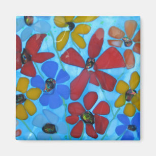 glass-fusion flower magnet