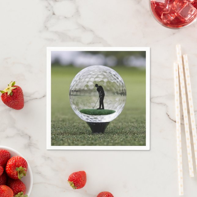 Glass Golf Ball With Golf Player Inside, Napkin (Insitu)