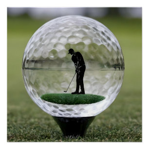 Glass Golf Ball With Golf Player Inside, Poster