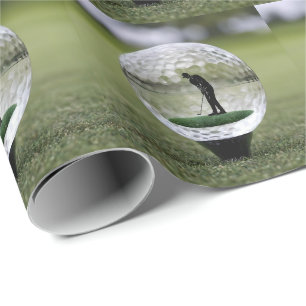 Glass Golf Ball With Golf Player Inside, Wrapping Paper