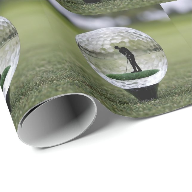 Glass Golf Ball With Golf Player Inside, Wrapping Paper (Roll Corner)