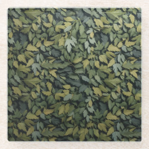 Glass Green Leafy Drink Coaster