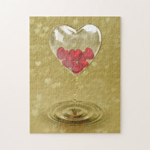 Glass Heart Romantic Design Jigsaw Puzzle