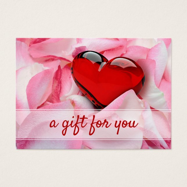 Glass Heart Rose Petals Valentine's Day Gift Card (Front)