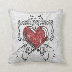 Glass Heart with Ornaments Cushion
