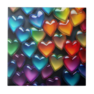 Glass Hearts  Ceramic Tile