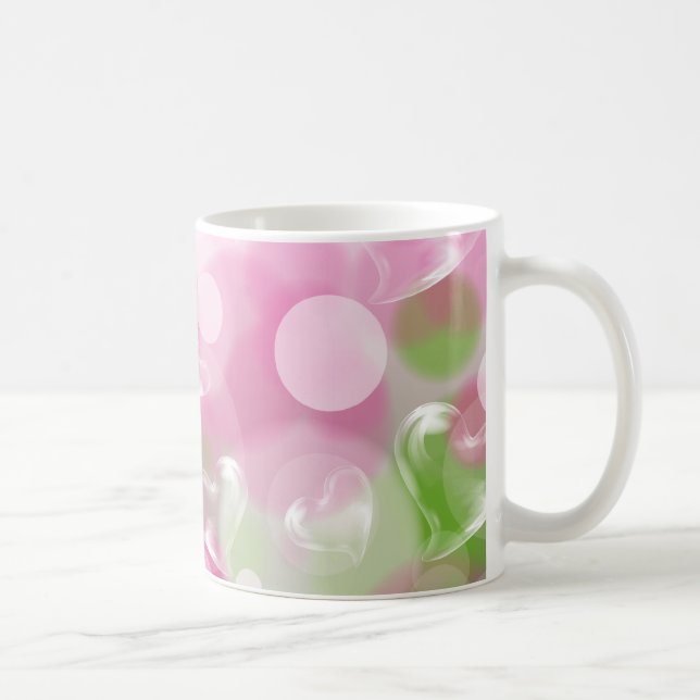 Glass Hearts on Pink Mug (Right)