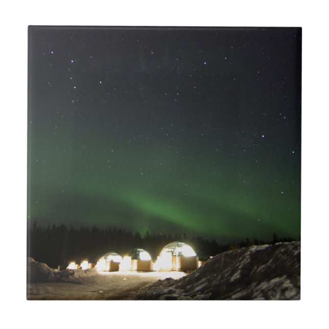 Glass Igloo under the Northern Lights Ceramic Tile (Front)