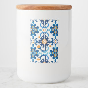 Glass Jar with Blue and Brown Lid Food Label