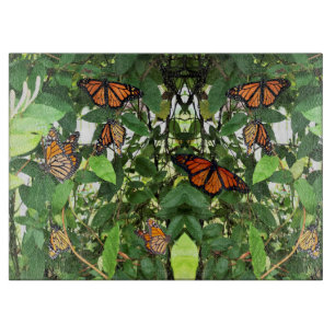 Glass Kitchen Cutting Board - Lots of Monarchs