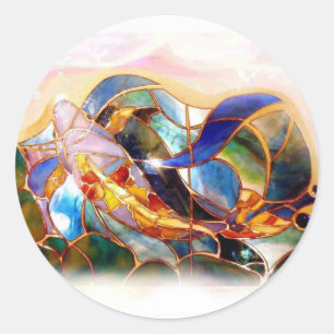 Glass Koi Fish Japanese Art Sticker Seal