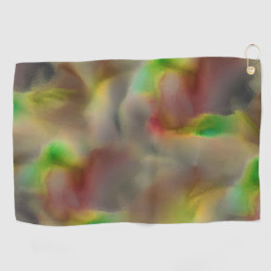 Glass look in red and lime green on shades of grey golf towel